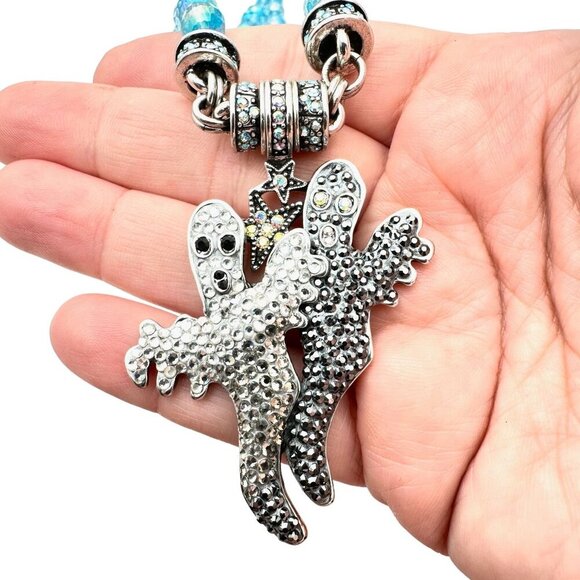 Kirks Folly Womens Necklace Ghost Magnetic Pendant Crystal Blue